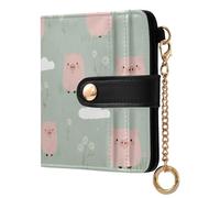KLL Cute Cartoon on The Prairie Pig Ladies Classic Foldable Wallet Convenient Compact PU Leather Wallet for Girls Women Ladies