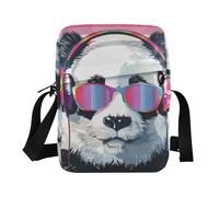 KLL Cute Cartoon Panda messenger bag for men Vegan Leather mens crossbody Shopping Shoulder Handbags
