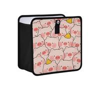 KLL Cute Cartoon Pig Pink Hanging Foldable Blue Trash can Hanging car Garbage can with lid bin Trash Fit for All Cars