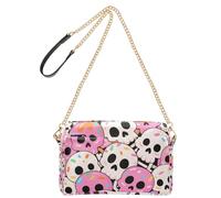 KLL Cute Cartoon Skull Colorful Happy Halloween Fashion Crossbody Bags For Women Vegan Leather Cross Body Purses Zip Shoulder Handbag For Travel