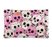 KLL Cute Cartoon Skull Colorful Happy Halloween Washable Pet Sleeping Mat Soft Comfortable Anti-Slip Bottom Pet Kennel Beds for Large Jumbo Medium Small Dogs 36" x 24"