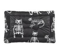 KLL Cute Cat Skeletons Bone Washable Dog Sleeping Mattress Non-Slip Soft Comfortable Cat Kennel Crate Pad for Large Jumbo Medium Small Dogs 24" x 18"