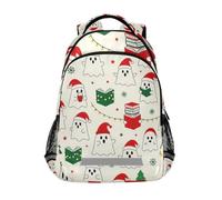 KLL Cute Christmas Santa Hat ghosts Spooky backpacks for school kids with chest strap books bag for teen girls mochilas escolares para ni?os de 10 a?os