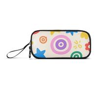 KLL Cute Colorful Star Circles Nylon Pencil Case Pencil Bag Big Capacity Pencil Case for College School Stationery for College Nurse