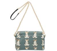 KLL Cute Dog Doing Yoga Fashion Crossbody Bags For Women Vegan Leather Womens Cross Body Purse Waterproof Lady Shoulder Handbags
