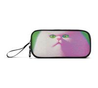 KLL Cute Fat Cat Dopamine Color Nylon Pencil Bag Big Capacity Pencil Case for Girls School Stationery for Preppy School Man