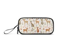 KLL Cute Jungle Animals Deer Kangarootaupe Design Nylon Storage Pen Case Pencil Bag High Capacity Pencil Case for Girls Stationery for Preppy School Girls