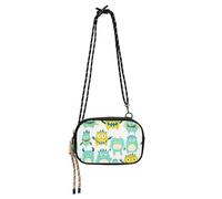 KLL Cute Little Monsters Green Yellow Small Crossbody Purse Womens Trendy with Adjustable Strap Cell Phone Bag Walk the dog