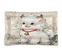 KLL Cute Mythical Beasts of Ancient Chinese Mythology Washable Pet Bed Mat Soft Comfortable Anti-Slip Bottom Dog Crate Pad for Medium/Large Dogs 36" x 24"
