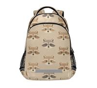 KLL Cute Raccoon Faces on Beige backpack for school kids with large bookbags for boys mochilas para ni?a