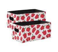 KLL Cute Red Pepper Pattern folding Felt storage containers baskets for kitchen art cloth baskets