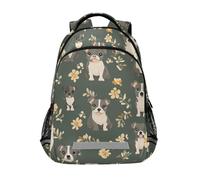 KLL Cute Staffordshire Bull Terrier Dogs Sage Green kids tiny backpack with big book bags for 6th grade school boys girls mochilas para ni?as de 10 a?os
