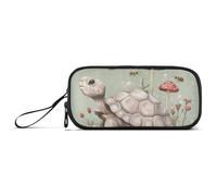 KLL Cute Turtle Reptile Realistic Style Nylon Big Pencil Bag Large Capacity Pencil Case for Girls Stationery for Preppy School Student