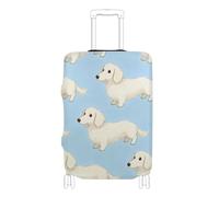 KLL Cute White Dachshund Elastic durables luggage cover Anti Scratch cover for suitcase suitcase protector Fit 18-32 Inch Luggage, Cute white dachshund, M 22-24 in