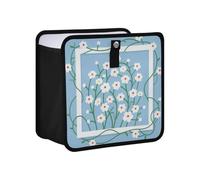 KLL Cute White Flowers Light Blue Background Hanging Foldable Van Trash can Hanging car Trash can for Back Organizer bin for Women Men Road Trip Essentials