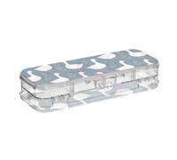 KLL Cute White Geese with Green Leaves Designed Plastic Pencils Box Clear