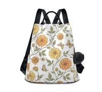 KLL Dahlia_Butterfly_William_Morris_Pattern Fashion travel backpack trendy backpack for women travel for Daily College Shopping with Pom-pom keychain