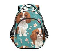 KLL Daily Backpack for Girls Middle High School Backpack Childs Travel Daypacks Cartoon Cavalier King Spaniel Dogs Turquoise