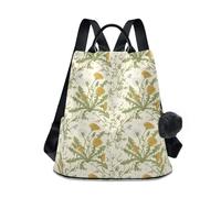 KLL Dandelion_Morris_Pattern Fashion womens backpack purse multipurpose backpack for women lightweight for Daily College Shopping with Pom-pom keychain
