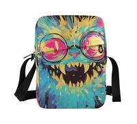 KLL Dark Gothic Aesthetics Terror Cat mens messenger bag Vegan Leather cross body bag men Travel Shoulder Handbags
