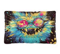 KLL Dark Gothic Aesthetics Terror Cat Washable Pet Bed Mat Soft Anti-Slip Pet Kennel Beds for Medium/Large Dogs 36" x 24"