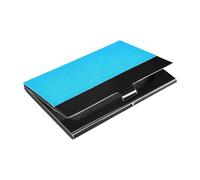 KLL Deep Sky Blue Solid Color Pure Plain Ultra-Thin Business Card Holder Pocket with Leather & Stainless Steel Card Holder Modern for Women or Men estuche para tarjetas