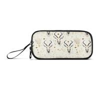 KLL Delicate Animal Gemsbok Gold Black Nylon Zipper Pencil Bag Large Capacity Mesh Pen Pencil Case Stationery for College Woman