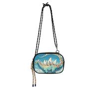KLL Dinosaur Concert Surreal Style Blue Sling Purse Crossbody Men Waterproof with Adjustable Strap Small Handbags Walk the dog