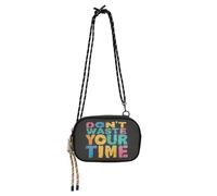 KLL Don't Waste Your Time Black Crossbody Bag for Womens Fashion with Adjustable Strap Messenger Bag Crossbody Date