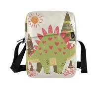 KLL Doodle-style Cartoon Dinosaur Heart-shaped messenger bag crossbody Vegan Leather shoulder bag men Casual Lady Shoulder Handbags