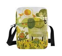 KLL Doodle-style Cartoon Elephant Turtle Cute mens messenger bag crossbody Vegan Leather men's shoulder bag Travel Shoulder Handbags