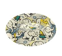 KLL Doodle White Elephants Yellow and Blue Christmas Calming Anti Anxiety Pet Cat Beds fluffier Dog Cave Bed for Medium Size Pets Sleeping camita para Gatos