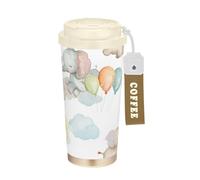 KLL Dream Watercolor Baby Elephant Stainless Steel Travel Tumblers For Coffee With Lids designed Coffee Mug To Go For Hot And Cold 17 oz Leakproof