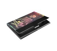 KLL Dreamy Colors Tarot Mexican Skeleton Ultra-Thin Slim Business Card Holder with Leather and Stainless Steel Card case for Protects Your Cards portatarjetas para Hombre
