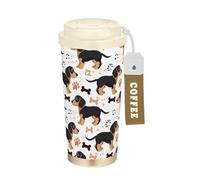 KLL Duchshund Dog Cute Bones Stainless Steel Coffee Cup For Car With Lid designed Togo Mug For Hot And Cold 17 oz Spill Proof