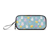 KLL Easter Eggs Bunnies Animals Fresh Nylon Pencil Cases for College Students Big Capacity Pencil Cases for Teen Girls School Stationery for Office Adolescents