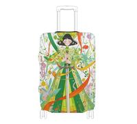 KLL Elegant Lady with A Sword Green Girl Elastic carry on luggage cover protector Scratchproof elastic suitcase covers Baggage Protector Fit 18-32 Inch Luggage, Elegant lady with a sword green girl, S
