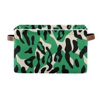 KLL Emerald Animal Leopard Print storage baskets, foldable and waterproof organizers and storage basket with sturdy handle tub canvas canvas 2 pack for store store toys
