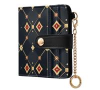 KLL Europe Dice Pattern Black Gold Women's Folding Wallet For Women Waterproof PU Leather Wallet With Card Slots for Woman Girl