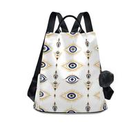 KLL Evil Eye Magic Occult Fashion backpacks for college Anti-theft large backpack for women for Travel, Work, Everyday with Pom-pom keychain