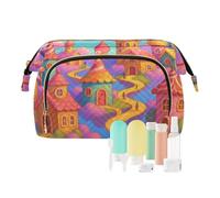 KLL Fantasy Sky Town Colorful Makeup Bags Waterproof Cosmetic Case Storage Bag Women's Coin Purse for Travel Makeup