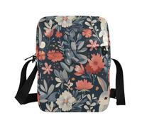 KLL Featuring A Floral Background and Cartoon Rabbit Pattern messenger bag for women Vegan Leather over the shoulder bags for men Casual Lady Shoulder Handbags