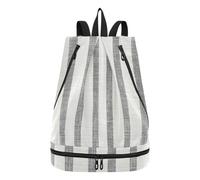 KLL Featuring Vertical Stripes Grey White Drawstring bag for men yoga Swimming string back pack with Wet Dry Compartments mochilas para la escuela
