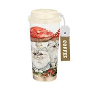 KLL Fierce Bohemian Cats White Stainless Steel Insulated Coffee Cups With Lid designed Togo Mug For Hot Cold Drinks 17 oz Spill Proof