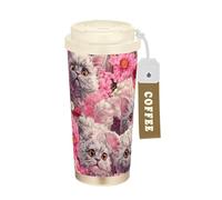 KLL Fierce Selkirk Rex Cats Realistic Style Stainless Steel Insulated Coffee Cup With Lids designed Coffee Insulated Cup For Hot Cold Drinks 17 oz Spill Proof