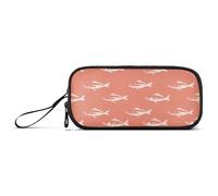 KLL Fish Design Aquarius Salmon Nylon Pencil Bags for School Large Capacity Zip Pencil Case Stationery Organizer for Preppy School Teen Boys