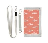 KLL Fish Design Aquarius Salmon Trifold Mens Travel Wallet for Woman Minimalist Colorful Pocket Wallets with Lanyard