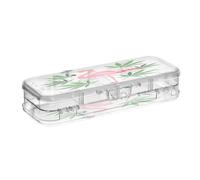 KLL Flamingo Bird Green Leaves Designed Clear Pencils Box