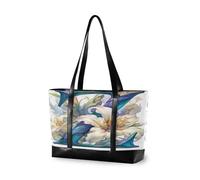 KLL Floralmorphic Letter Z White Lily Flower Oil Painting Style Waterproof work bags for women with zipper nurse work bags Large Handbag for flight with tablet bolsa para laptop mujer