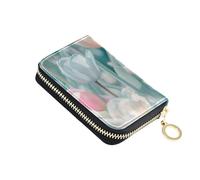 KLL Flower Dreams Leather Card Wallet with 2 Cash Slot RFID Blocking Small Card Holder with Zipper